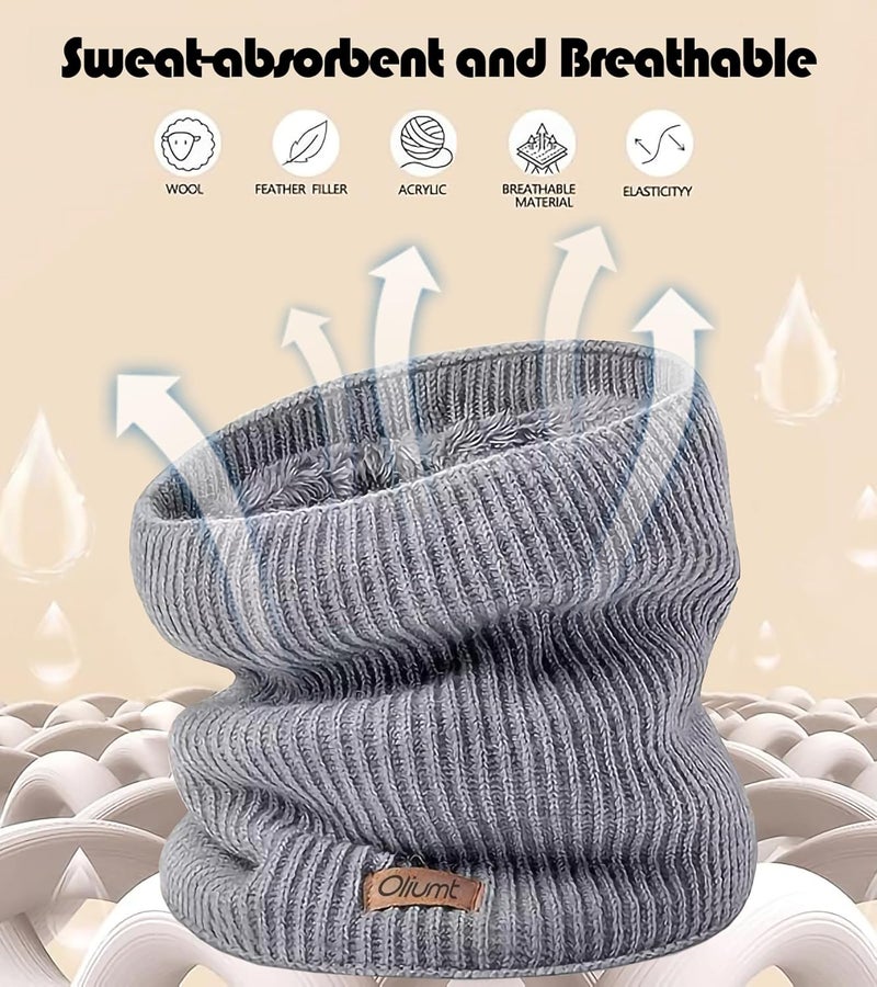Oliumt Kids Neck Warmer Winter Neck Gaiters Knitted Infinity Scarf for Boys Girls Fleece Lined Ski Mask for Cold Weather - Image 2